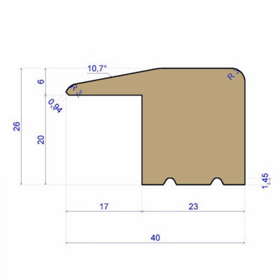 L-Section - Solid Oak Threshold - Lacquered - 20mm - 2.44m Length
