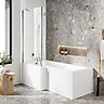 L Shape 1700mm Complete Shower Bath Left Hand inc Front Bath Panel, 6mm Chrome L Shape Screen