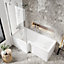 L Shape 1700mm Complete Shower Bath Left Hand inc Front Bath Panel, 6mm Chrome L Shape Screen