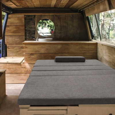 L-Shape Camper Van Bed & Cushions Bench Storage Sliding Sofa