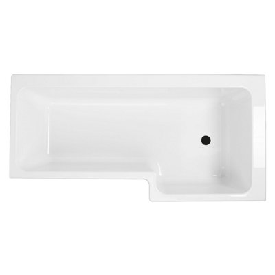 L Shaped Bathroom Suite (W)1700 Right Hand Bath, (W)600 Vanity Unit, Rimless Toilet WC, Taps & Shower