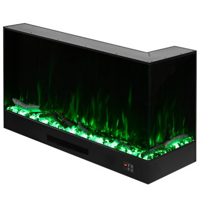 L shaped Recessed Corner Electric Fireplace, Black Fireplace, Built In ...