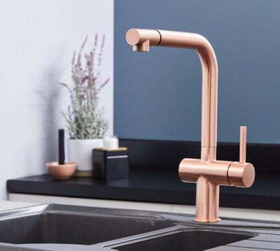 L Shaped Single Lever Handle Pull Out, Copper