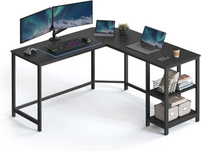 L-Shaped Workstation Desk, Corner Computer Desk, Gaming Table with Dual ...