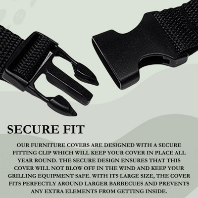 L147cm x W61cmx H122cm Large Black Garden Cover Waterproof Heavy Duty & Anti-UV Grill Cover - 3