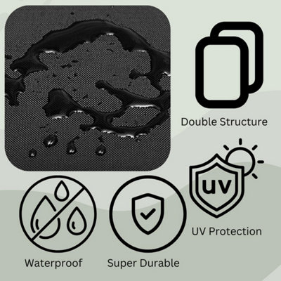 L147cm x W61cmx H122cm Large Black Garden Cover Waterproof Heavy Duty & Anti-UV Grill Cover - 4