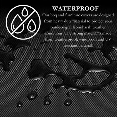 L147cm x W61cmx H122cm Large Black Garden Cover Waterproof Heavy Duty & Anti-UV Grill Cover - 5