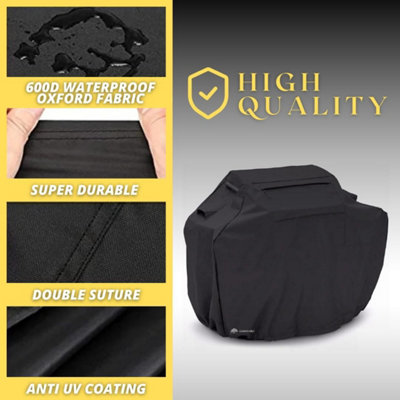 L183 x W66 x H130cm Large Black Garden Cover Waterproof Heavy Duty Anti-UV Grill Cover - 4