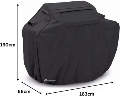 L183 x W66 x H130cm Large Black Garden Cover Waterproof Heavy Duty Anti-UV Grill Cover - 7