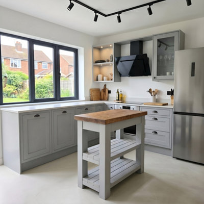 L72xW72cm ROWAN Kitchen Island / Breakfast Bar / Rustic Grey Painted Island