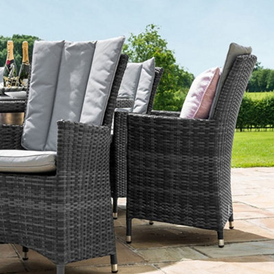LA 6 Seat Rectangular Rattan Dining Set Grey with Built In Ice Bucket