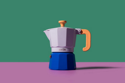 La Cafetière 'Venice' Sky Blue Espresso Maker, 2-Tone 3 Cup Aluminium Brewer, Gift Boxed, 150ml