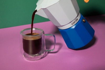 La Cafetière 'Venice' Sky Blue Espresso Maker, 2-Tone 3 Cup Aluminium Brewer, Gift Boxed, 150ml