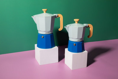 La Cafetière 'Venice' Sky Blue Espresso Maker, 2-Tone 3 Cup Aluminium Brewer, Gift Boxed, 150ml