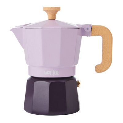 La Cafetière 'Venice' Sky Purple Espresso Maker, 2-Tone 3 Cup Aluminium Brewer Gift Boxed, 150ml