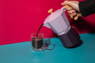 La Cafetière 'Venice' Sky Purple Espresso Maker, 2-Tone 3 Cup Aluminium Brewer Gift Boxed, 150ml