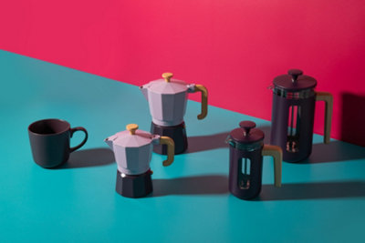 La Cafetière 'Venice' Sky Purple Espresso Maker, 2-Tone 3 Cup Aluminium Brewer Gift Boxed, 150ml