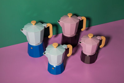 La Cafetière 'Venice' Sky Purple Espresso Maker, 2-Tone 3 Cup Aluminium Brewer Gift Boxed, 150ml