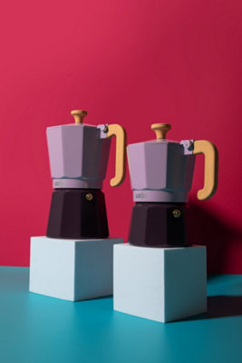 La Cafetière 'Venice' Sky Purple Espresso Maker, 2-Tone 3 Cup Aluminium Brewer Gift Boxed, 150ml