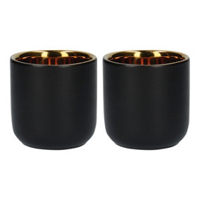 La Cafetiere Edited Set of 2 Insulated Black and Gold Mugs