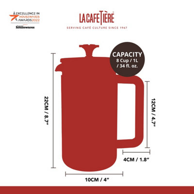 La Cafetiere Pisa Glass Cafetiere with Stainless Steel Frame