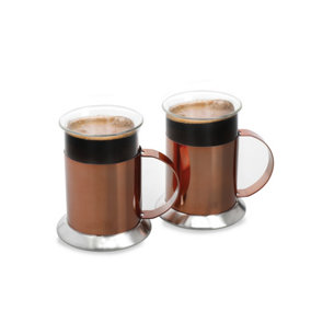 La Cafetiere Set of 2 Copper-Effect Stainless Steel Coffee Cups