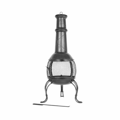 La Hacienda 56156 Leon Medium Chimenea Chiminea Mesh Bronze Steel Garden Heater