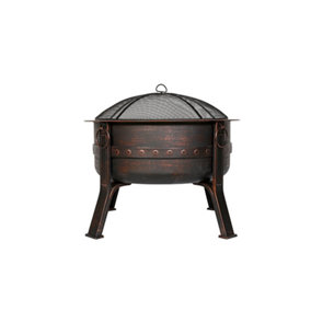 La Hacienda Brava Steel Banded Deep Bowl Firepit -  L 80 cm x W 80 cm x H 72 cm