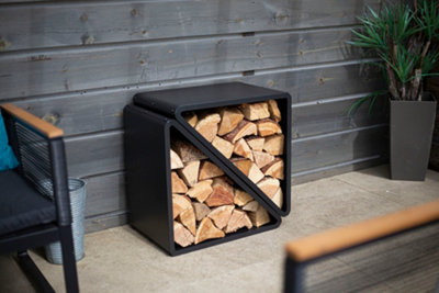 La Hacienda Madeira Log Store - Steel - L36 x W57 x H56 cm - Black