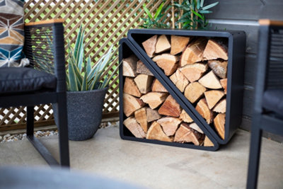 La Hacienda Madeira Log Store - Steel - L36 x W57 x H56 cm - Black - 3
