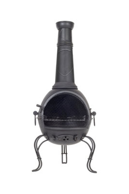 La Hacienda Murcia XL Steel Chimenea BBQ Grill  - 136cm High x 48cm Wide - Black