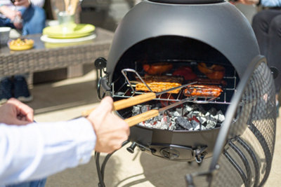 La Hacienda Murcia Cheminée En Acier Avec Grille BBQ - Finition Noir Mat [Medium]