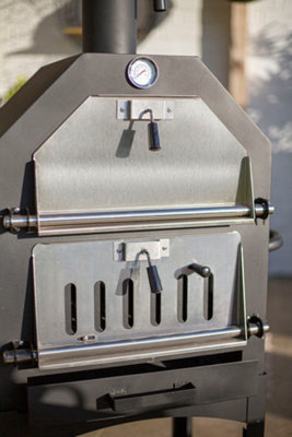 La Hacienda Pizza Oven Steel Multi Function Pizza Oven Garden BBQ Grill Smoker DIY at B Q