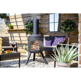 La Hacienda Santana Chimenea Fireplace Firepit Perforated Steel Garden Heater