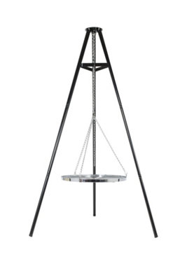 La Hacienda Tripod With Adjustable Chrome Hanging Grill - L 108 cm x W 128 cm x H 172 cm