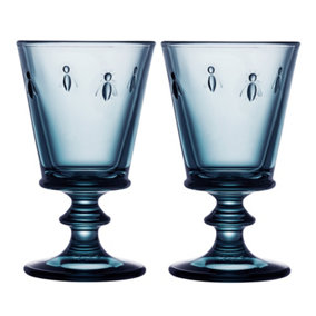 La Rochere Set of 2 Blue Bee Wine Glasses