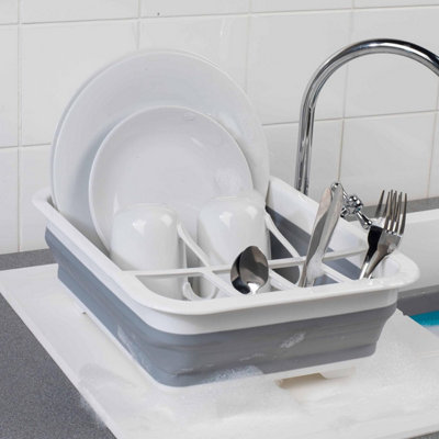 LA031051 Collapsible Dish Drainer , Plastic Sink Drying Rack Cutlery ...