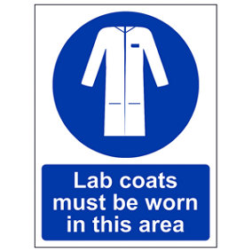 Lab Coats Must Be Worn In Area PPE Sign - Adhesive Vinyl 300x400mm (x3)