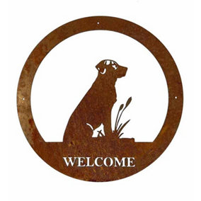 Labrador Welcome Wall Art - Small - Steel - W29.5 x H29.5 cm