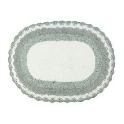 Lace Edge Vintage Cotton Bath Mat - Grey