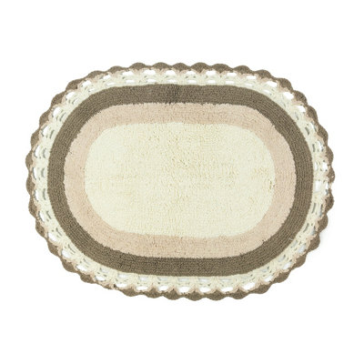 Lace Edge Vintage Cotton Bath Mat - Natural