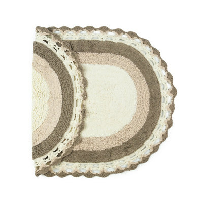 Lace Edge Vintage Cotton Bath Mat - Natural