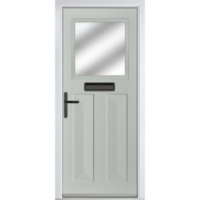 Lacerta Composite door Eaton Agate Grey 890mm x 2090mm Open in Right hand Obs Glass 10 Year Guarantee - Free Delivery & Smart Lock
