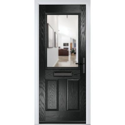 Lacerta Composite door Lytham Black 890mm x 2090mm Open in Left hand Clear Glass 10 Year Guarantee - Free Delivery & Smart Lock