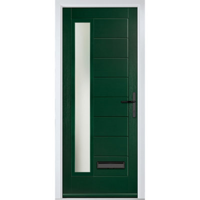 Lacerta Composite door Monza Left Green 890mm x 2090mm Open in Left hand Obs Glass 10 Year Guarantee - Free Delivery & Smart Lock