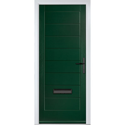 Lacerta Composite door Monza Solid Green 920mm x 2090mm Open in Left hand No Glass 10 Year Guarantee - Free Delivery & Smart Lock
