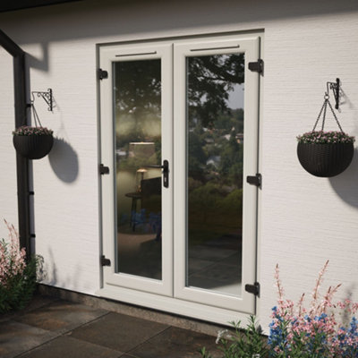 Lacerta Double glazed French Door Agate/White Clear Glazed 1390mm x ...
