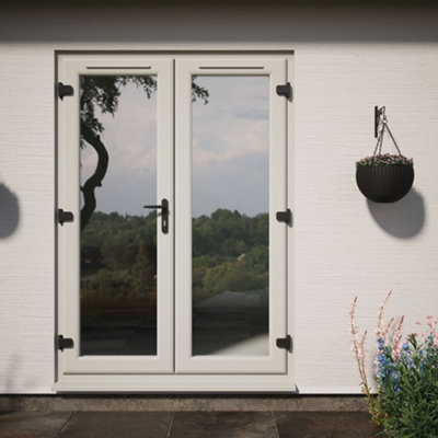 Lacerta Double glazed French Door Agate/White Clear Glazed 1390mm x ...