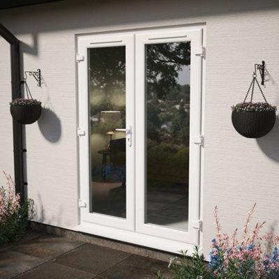 Lacerta Double glazed French Door Left hand master White Clear Glazed 1390 x 2055mm