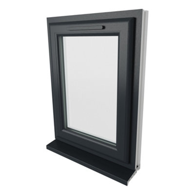 Lacerta Double glazed Window Left Hand Side Hung Grey/White Clear Glazed 610 x 820mm